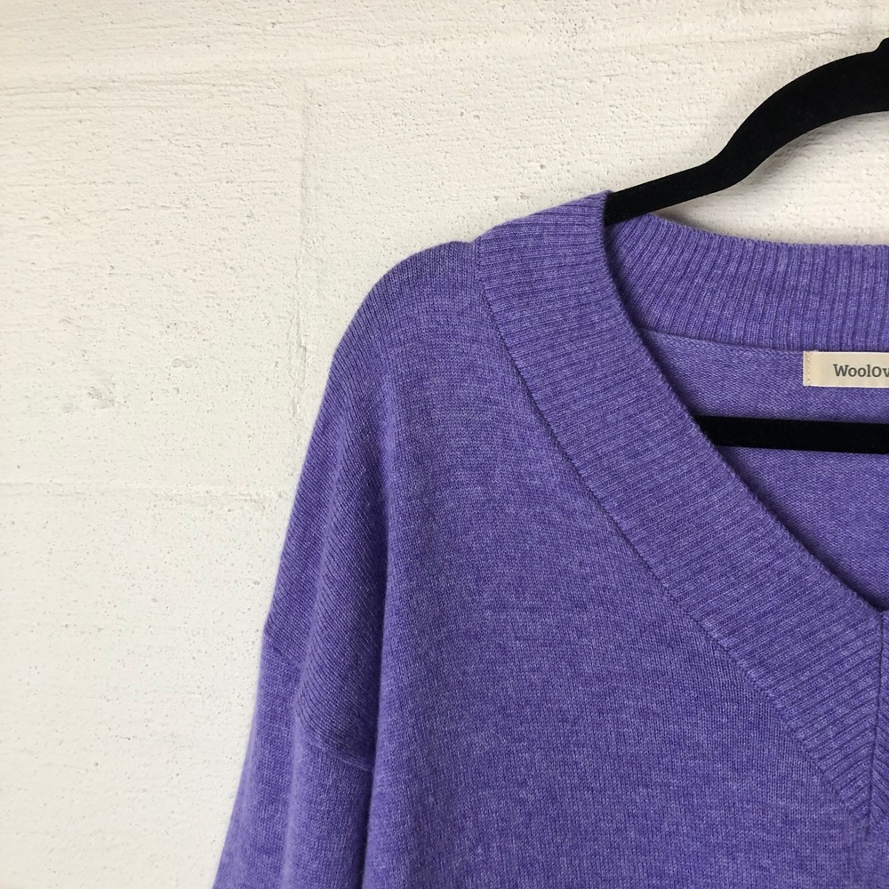 WoolOvers Womens Cashmere Merino Deep V Neck Tunic Size S Purple Quiet Luxury - Picture 6 of 12